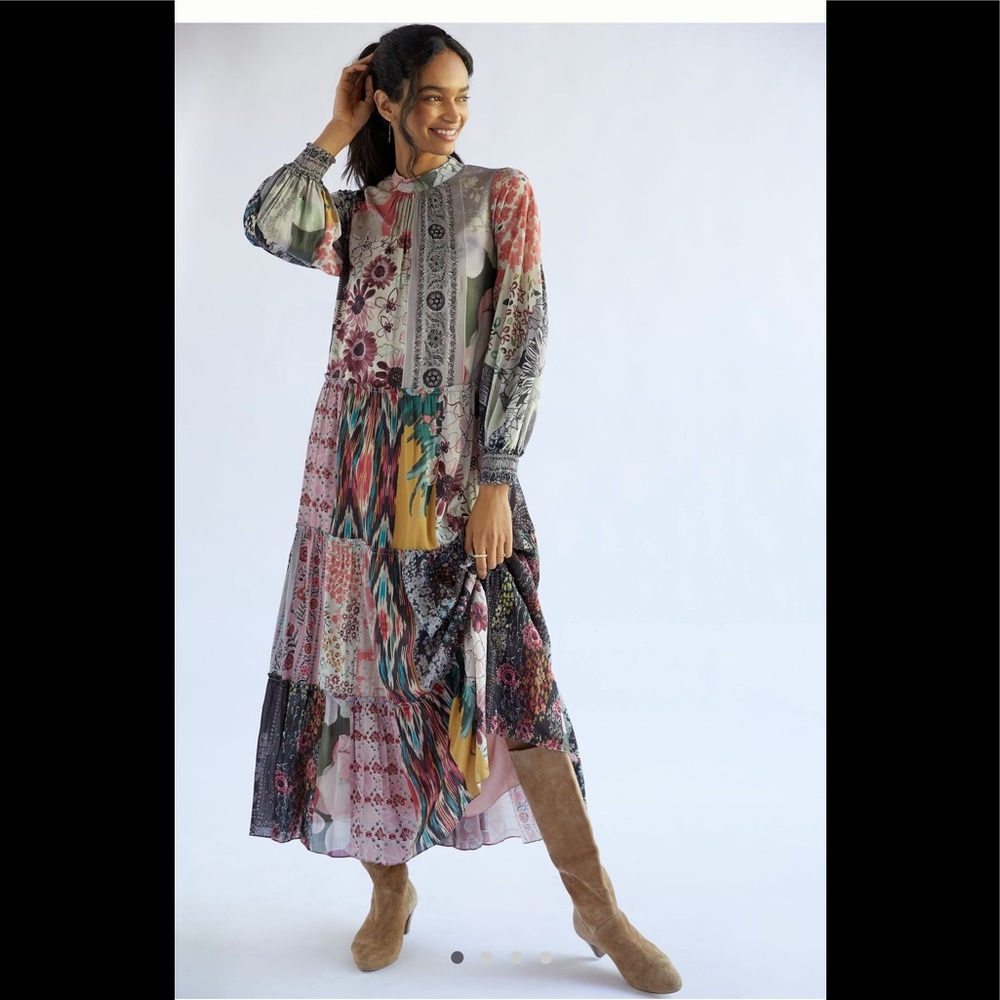 ANTHROPOLOGIE PRINTED PATCHWORK MAXI DRESS 🔥